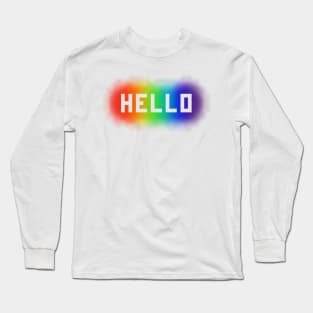 Stencilled Hello on Rainbow Spraypaint Long Sleeve T-Shirt